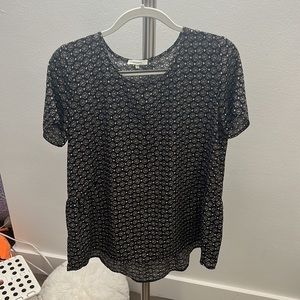 Pleione Black Patterned Blouse